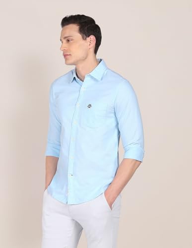 Image of U.S. Polo ASSN. Men's Solid Spread Collar Premium Cotton Oxford Tailored Fit Shirt