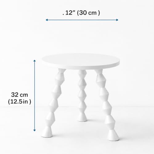 Image of Decor Corner Table Coffee Table Side Table, Round Solid Wood End Table Coffee Table Flower Stand Sofa Side for Living Room Balcony (White)