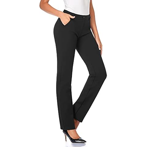 Tapata Women's 26''/28''/30''/32''/34'' Stretchy Straight Dress Pants with Pockets Tall, Petite, Regular for Office Work Business 32", Black, XL Cover