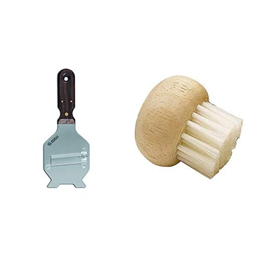 Sanelli Ambrogio 1720.000 Affettatartufi tagliatartufi con Manico Palissandro e Lama Liscia, Acciaio Inossidabile, Marrone, 25.0x8.5x2.0 cm & Kitchen Craft - Spazzola per la Pulizia dei Funghi