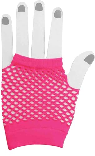 Adult's 80s Pink Fishnet Gloves Costume Accessory