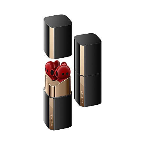 HUAWEI FreeBuds Lipstick、アクティブノイズキャンセリング 2.0 搭載ワイヤレス Bluetooth ヘッドフォン、ステンレススチールケーブル付き充電ケース、ハイレゾサウンドトリプルマイクヘッドフォン、レッド