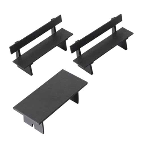 ORFOFE 3 Piezas Miniature Dollhouse Furniture Set Compact Park Bench and Dining Table For Fairy Garden Dollhouse Decor Accessories