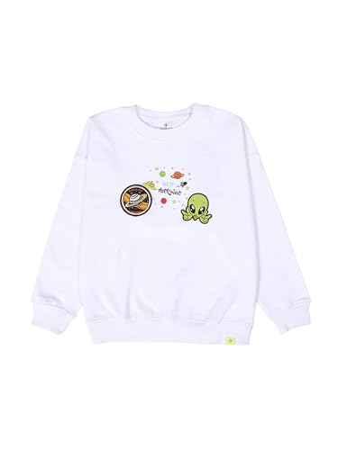 Image of KiddoPanti Boys Solid Round Neck Full Sleeve Fleece Sweatshirt | 60% Cotton 40% Polyester | Soft Warm Winter Pullover | Ribbed Cuffs & Hem | Casual Winter Sweatshirt for Kids