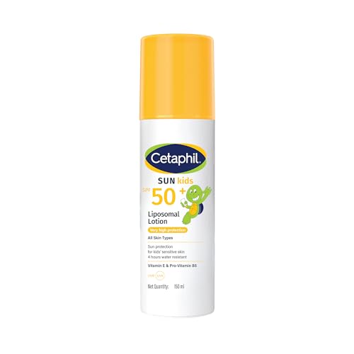 Cetaphil Sun Kids Liposomal Lotion SPF 50+ | Face & Body Moisturizer sunscreen | Sensitive Skin | Very High Protection and Water Resistent | Unscented | 150ml | Dermatologist Recommended
