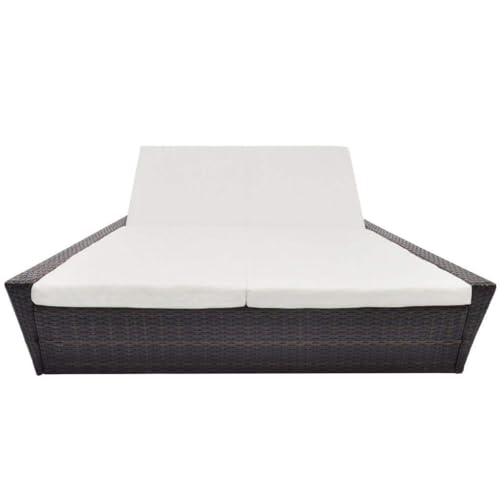 Image of BRISHI Outdoor /Pool Side /Garden /Balcony /Porch /Backyard /Terrace /Patio /Beach /Rectangular Sofa Sunbed Wicker and Rattan Daybed (Brown /White)