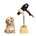 Brostown Pet Hair Dryer Holder with Storage Tray Box, 180 Degree Rotatable Hair Dryer Display Stand for Dog Cat Grooming (White)
