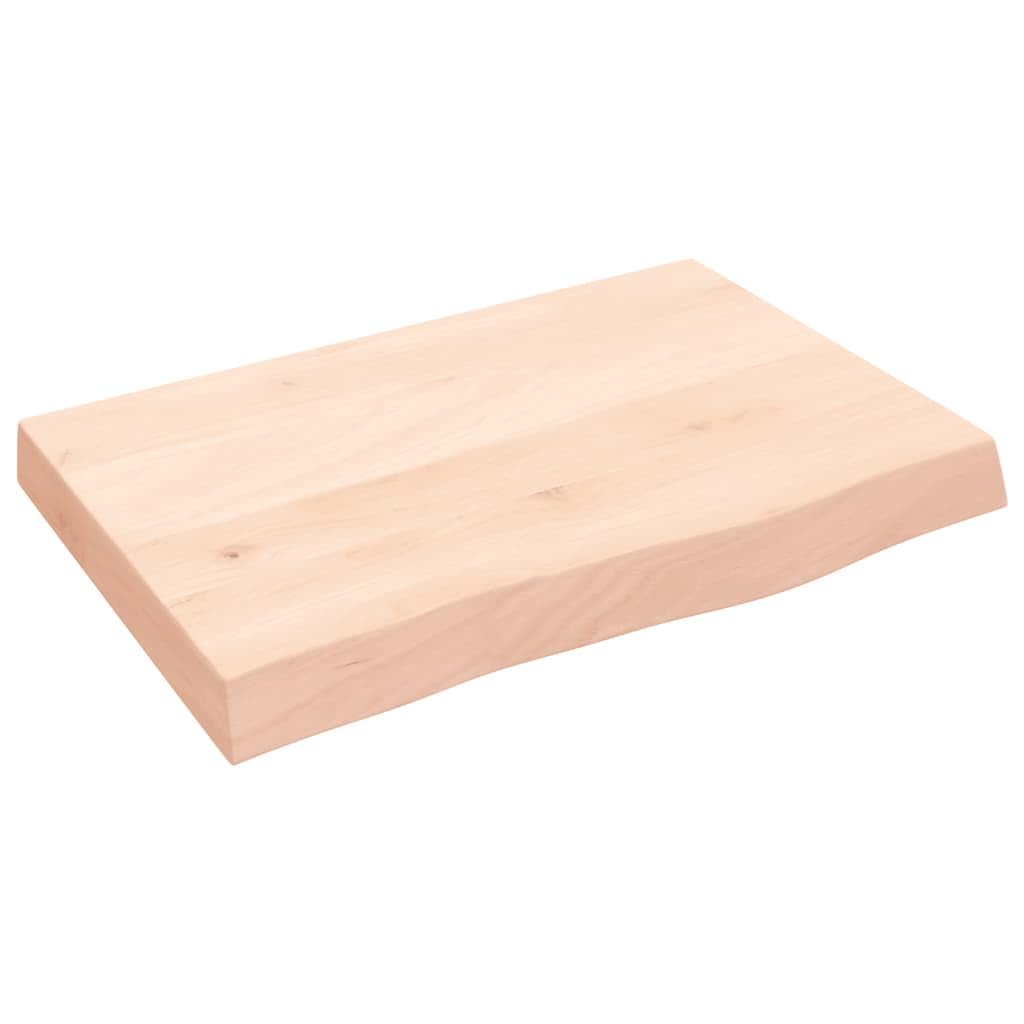 Piano per Tavolo in Rovere Massello Non Trattato 60x40x(2-6) cm con Bordo Vivo - Superficie Naturale per Rinnovo Fai da Te - Legno Solido per Arredamento Casa e Commerciale