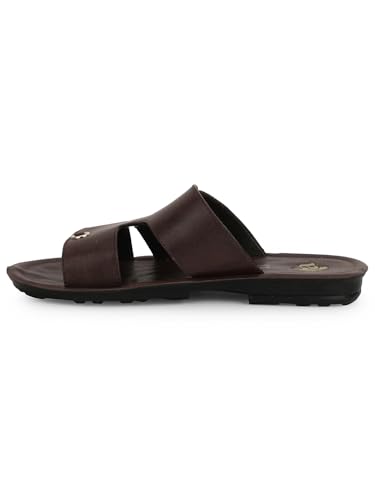 Image of Liberty A-HA MPU-58 Casual Flat Sandal For Men - Black,Brown, Tan PU Slip-on Slipper - Stylish Footwear for Travel, Office & Home - Soft Padded Sole - Lightweight and Durable - Outdoor Chappal for Man