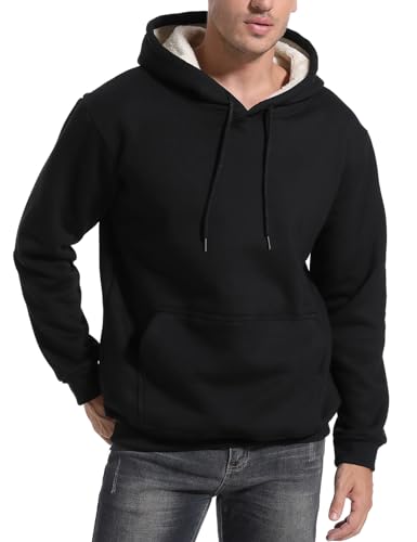 Flygo Men's Casual Fleece Sherpa Lined Hoodie Winter Warm Pullover Hooded Sweatshirt4