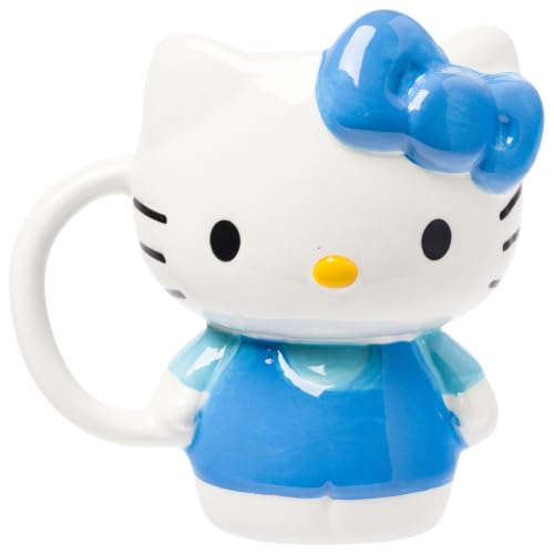 Image of Silver Buffalo Sanrio Hello Kitty Full Body Blue, 3D Sculpted Mug, 20oz | Dress Ceramic, 0.59 Liters