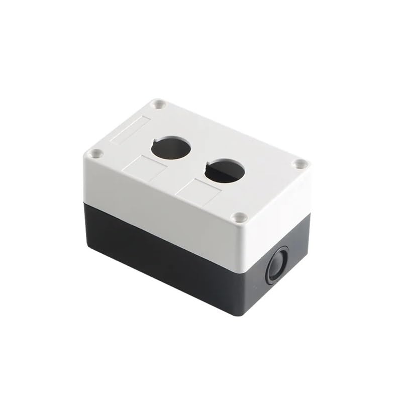 POWTAXBJGD 2P Two Holes 22mm Diameter Push Button Control Switch Box Electrical Accessory White Gray Black