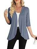 Soft & Stretchy Fabric: Lightweight, breathable, and gentle on the skin, this cardigan provides comfort without overheating—ideal for spring, summer, and fall. Elegant Design: Loose fit, open front design, draped ruffles, asymmetrical hem, 3/4 sleeve...