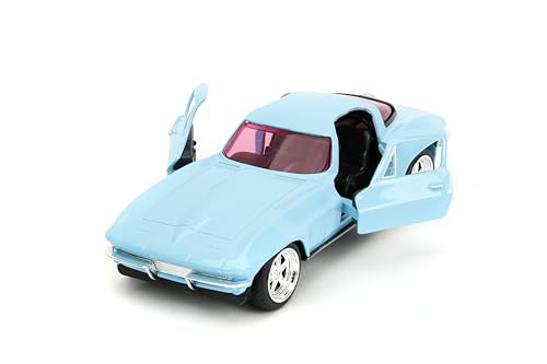 Jada Pink Slips 1:32 Chevy Corvette 1966 Azul Die-Cast miniatura 5