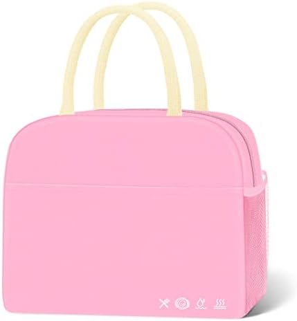 KUBYA Lunch Bag for Women Men Insulated Reusable Lunch Box for Adult Lunch Tote Bag for Office Work, Picnic Beach or Travel（Barbie Pink）
