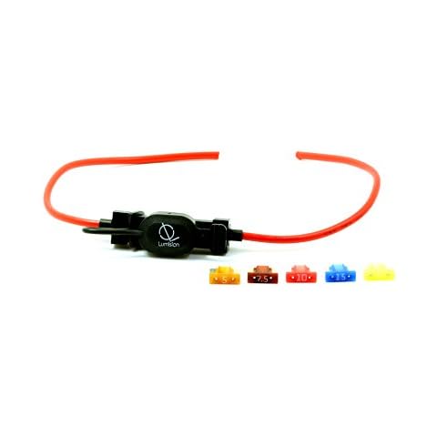 Lumision 16 AWG Low Profile Mini Blade Style ATT Fuse Holder Car/Boat + 5, 7.5, 10, 15, 20A Fuse Set Cover