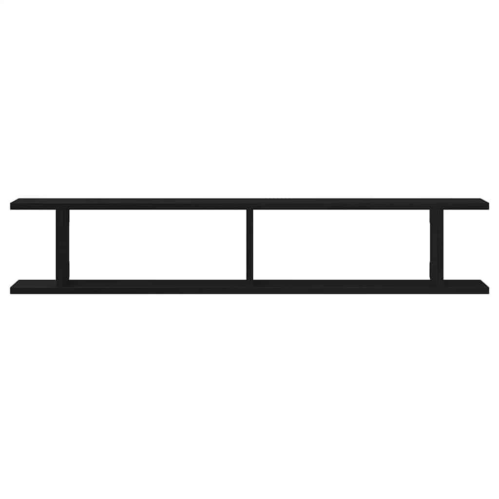 Homgoday Estante Pared 2uds Madera ingeniería Roble Negro 105x18x20cm Estantería de Pared Colgante Flotante Almacenamiento Espacio Decoración Artículos Diarios en Familia
