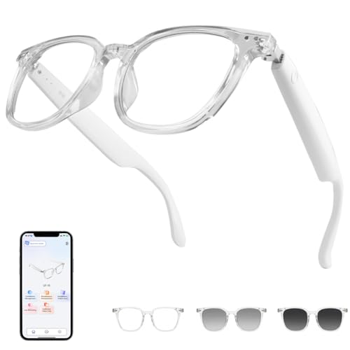 AI Translator Smart Glasses, Real-Time Bilingual Translation, Simultaneous Interpretation Glasses with Photochromic Lenses Transparent Frame, 165+ Languages, Lightweight Design for Travel &