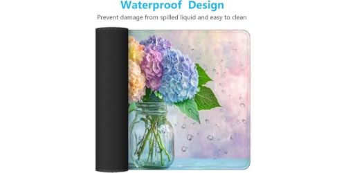 Mousepad XXL con diseño de hortensias, alfombrilla ratón para PC de oficina y tapete escritorio 7