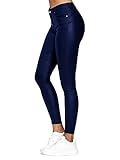 Style: Skinny Onsoyours Femme Leggings en Similicuir Pantalon PU Court Collant Cuir Leggings Femme Taille Haute Sexy Push Up Crayon Jeans Basique Slim Bleu S