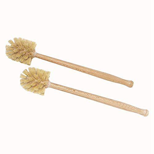 Karelu Lot de 2 brosses WC en bois de hêtre - Poils en chanvre solides - Puissance de nettoyage à 360° Cover