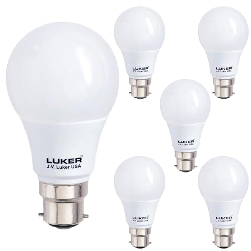 Image of LUKER JVLuker 9W LED Bulb B22 Base Energy Efficient 1 Star Light 120 Degree Wide Beam Coverage High CRI Surge Protection Lights for Home and Office, 1 Year Warranty (Pack of 6, Warm White)