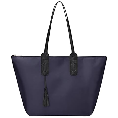 Nylon Tote Bags for Women, GM LIKKIE Top-Handle Shoulder Purse, Foldable Weekend Hobo Handbag, Navy Blue, L Cover