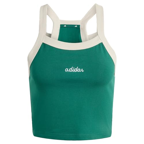 adidas Damen Seasonal Essentials Colorpop Tank with Embroidered Graphic, Collegiate Green/White, M