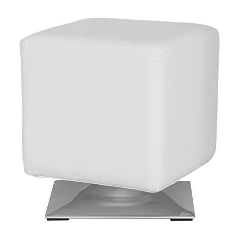 SixBros. Sitzwürfel Sitzhocker Hocker Gepolstert Kunstleder Weiß Quadratisch M-61352/2145 Cover