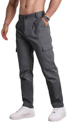 AIFARLD Mens Casual Cargo Pants Relaxed Fit Cotton Work Jogger Sports Outdoor Trousers with Pockets2