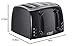 Russell Hobbs Textures 4 Slice Toaster (Extra Wide Slots, 6 Browning Levels, Frozen, Cancel & reheat Function with Indicator Lights, Removable Crumb Tray, 850W, Black matt & high Gloss Finish) 21651