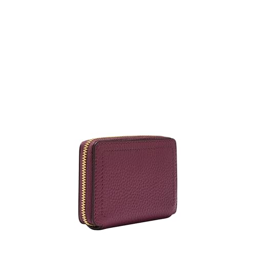 Image of Fossil Women's Logan RFID-Blocking Leather Zip Around Card Case Wallet with Keychain