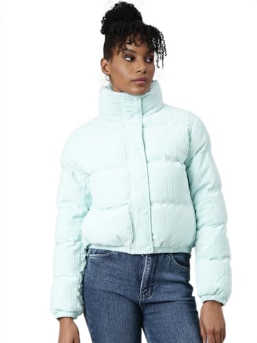 Buy SHOWOFFFF Women's Long Sleeves Solid Mock Collar Sea Green