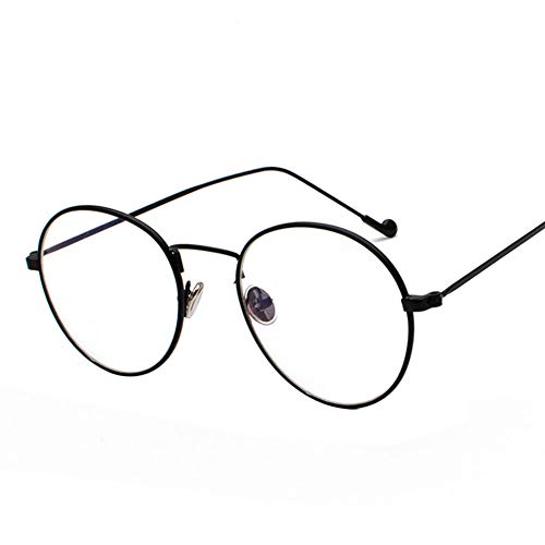 Blau Lichtundurchlässiger Metall Runde Glas-Rahmen, Blaulichtfilter Computer Brillen Transparente Linse,D
