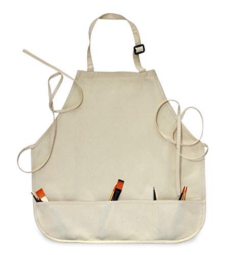 Isomars Painter’s Apron – Grey Canvas Art Apron for Artists, Painters, Students & Crafters - Size: Regular - 23.5" x 24.5"