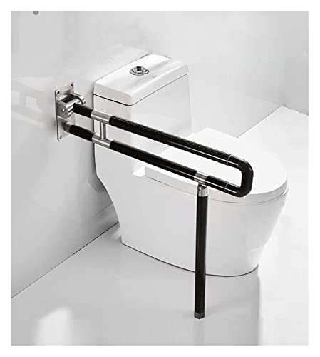 Wannengriff Schwarze, faltbare Haltegriffstütze for die Toilette, Haltegriffe zur Wandmontage aus Edelstahl, mit rutschfestem Nylon-Außenrohr