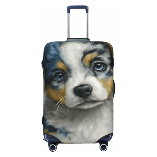 Cute Shepherd Dog Elastic Travel Luggage Covers Dustproof Scratch-Resistant Suitcase Protector Fit 22-24 Inch