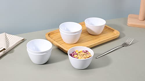Image of Amazon Basics Melamine Small Bowls for Sauces, Dessert, Round Serving Bowls, BPA Free, Dishwasher Safe, 8 oz, White, 6-Piece Set