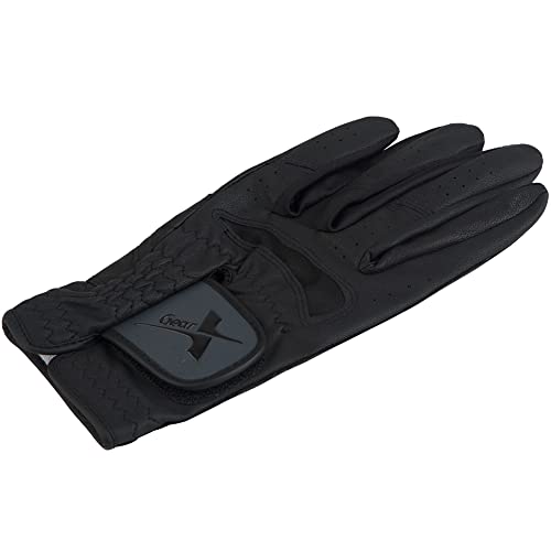 Gearx Men's Half Sheep Skin Golf Gloves, Black (Black, Medium(23), Left) #TOP2