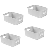 Bgfuni Set of 4 Small Plastic Storage Baskets, Office Home and Kitchen Tidy Organiser, White Plas...