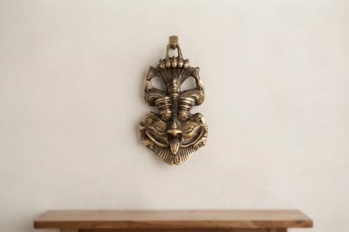 Image of KridayKraft Metal Nazar Battu with Naag Ganesha for Evil Eye Protection and Nazar Suraksha (Bad Eye), Suraksha Kawach Mask (Grey,11 x 11.4 cm)