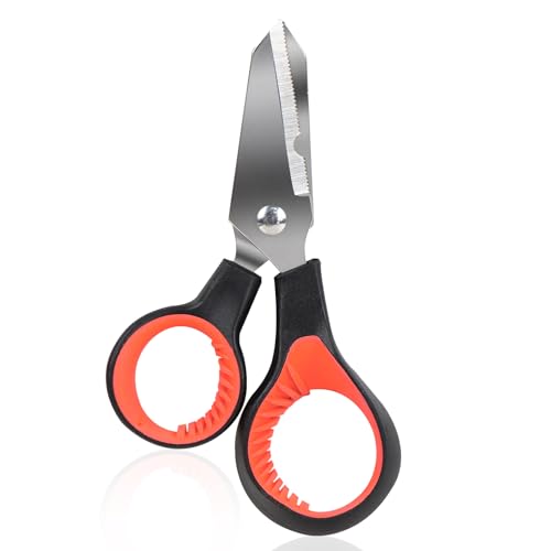 Seashark Fishing Line Scissors Braided Line Cutters Heavy Duty Non Slip Serrated Edge Scissors Saltwater Freshwater Braid Scissors (02)