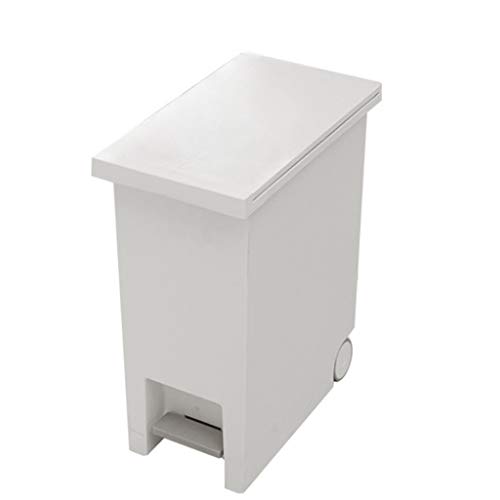 Cubo de basura para cocina y baño papelera blanca de pedal 12L para hogar