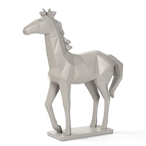 Cheval Origami en résine statue design géométrique moderne noire pour salon