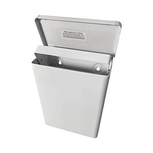 Image of S.A.C. Sanitary Napkin Receptacle, Surface Mount, Steel, Measures: 7 inch w x 9 3 /4 inch H x 4 inch D (White)