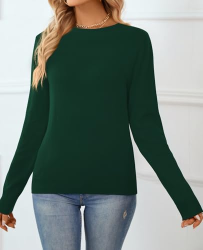 Image of QUALFORT Women's 100% Cotton Sweater, Basic Lightweight Long Sleeve Pullover