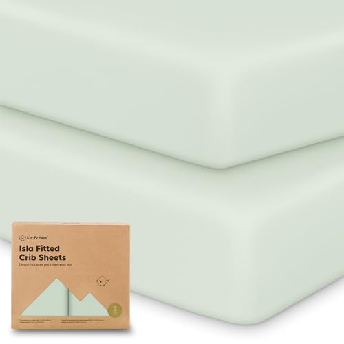 Image of KeaBabies 2-Pack Baby Crib Sheets for Boys, Girls - 52x28 Viscose Derived from Bamboo Toddler Bed Sheets Neutral, Fitted Crib Mattress Cover for Standard Baby Bedding, Soft & Cozy (Aloe)