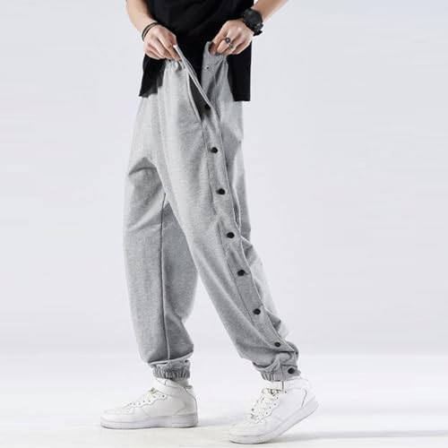Men's Basketball Pants High Split Snap Button Tear Away Baggy Sweatpants Lightweight Athletic Pants with Pockets2