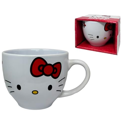 CARTOON Tazza Hello Kitty 380 ml tazza in ceramica modello largo jumbo per bambini con scatola