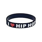 love links necklace Farben: Weiß, Schwarz Xi-Link Armband I Love Hip Hop Soft Grün Silikon-Armband Trend des Hip-Hop-Punk-Armband Armband (Color : Black)